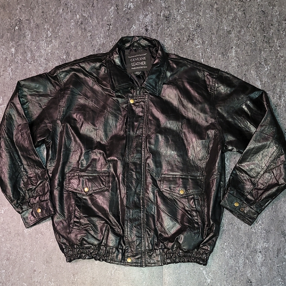 Vintage. 90s. Napoline. Genuine Patchwork Leather.  Like-new. Men's 3xl